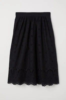 H&M Falda Bordado Inglés Algodón Tejido Plisado Falda Negro Forrado Talla 8 Nuevo Foto 1 de 4
