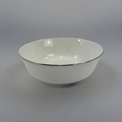 "Sopa de cereales Lenox Purpose Tribeca Platinum 6,25"" porcelana de hueso blanco con adornos de platino" Foto 1 de 4