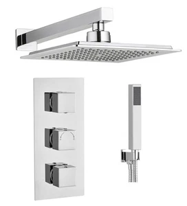 Tailored Bathrooms Square Twin Wall Concealed Shower Kit – Chrome - Picture 1 of 4
