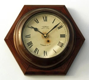 Orologio da parete vintage 26 cm Temco - legno rame retrò stile metà secolo industriale - Foto 1 di 4