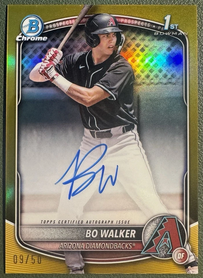 2025 Bowman Chrome Prospect Gold Refractor Bo Walker 1ST ROOKIE AUTO #9/50 - Image 1 of 1