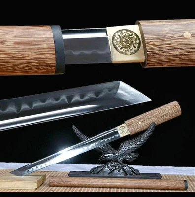 Japanese Samurai Katana Short Sword Sharp Clay Tempered Steel Blade Ninja Tanto - Image 1 of 4