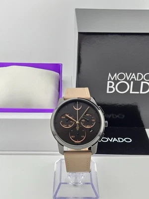 Movado Men's Bold Black Dial Beige Leather Strap Watch - 3600719 ($650 MSRP) - Image 1 of 4