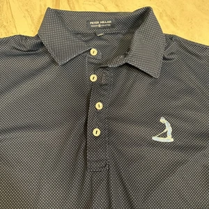 Men’s Peter Millar Crown Crafted Golf Polo Shirt  Blue Polka Dot Sz Medium - Picture 1 of 6