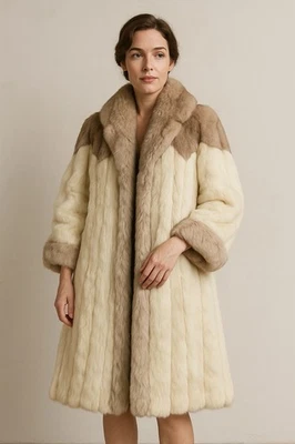 Precioso abrigo largo vintage de piel de visón sintético Saxton Hall años 70’s hecho en EE. UU. para mujer’s L Foto 1 de 4