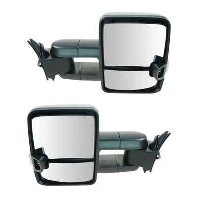Tow Mirror Manual Smoke Signal LED Spotlight Black Pair Set for GM Truck New - Image 1 of 4