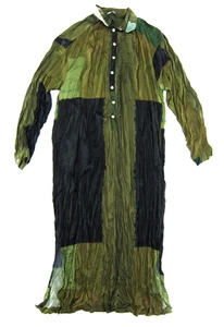 ALEMBIKA Green Black Silky Long Sleeve Collared Long Tunic Kaftan Dress Medium/2 - Picture 1 of 5