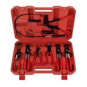 Flexible KFZ Schlauchschelle Clip Zange Werkzeug Set Schwenkbacken Flach Winkelband - Bild 1 von 12