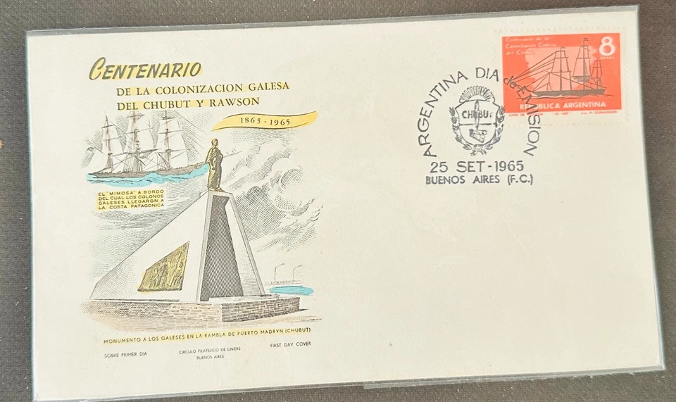 CM) 1965. ARGENTINA. ANTIGUO BARCO. FDC. DE COLONIZACENTENARIO GALÉS. XF Foto 1 de 1