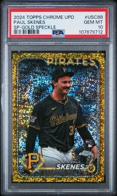Paul Skenes 2024 Topps Chrome Update Gold Speckle /50 Variation Rookie RC PSA 10 - Image 1 of 3