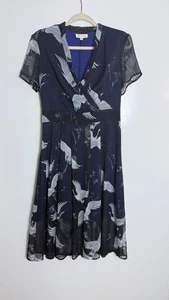 Vestido Metisu de seda inspirado en Asia grullas japonesas envolvente sintético forrado transparente talla L - Imagen 1 de 7