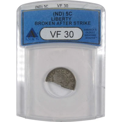 Liberty Head V Nickel VF 30 ANACS Broken After Strike SKU:I17640 - Image 1 of 4