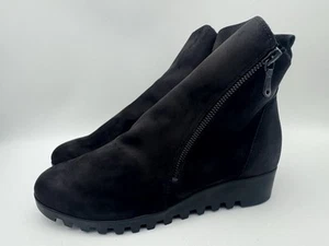 Arche Lomage Black Nubuck Leather Side Zip Ankle Boots Size 37 US 6 - Picture 1 of 8
