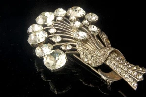 DE COLECCIÓN ART DECO FIRMADO EISENBERG DIAMANTE ESTRÁS ESTERLINA BROCHE VESTIDO PIN - Imagen 1 de 1