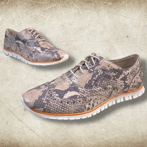 Cole Haan Oxford Womens Size 9 B Snakeskin Zerogrand Wingtip Oxford Shoes W21564 - Picture 1 of 13