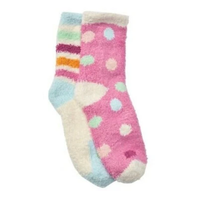 Paquete de 2 calcetines Free Press Micro Fuzzy Crew: corazón a rayas y lunares Foto 1 de 3