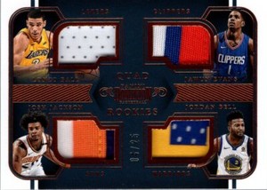 2017-18 Panini Dominion Quad Rookies Jersey Bronze Evans Bell Jackson Ball /25