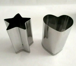 Decorative Stainless Vegetable Cutter Mold Heart Star Large 2cs Made in JAPAN - Picture 1 of 4