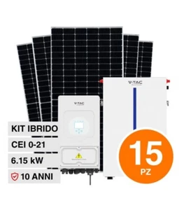 Kit 6.15KW 15 Pannelli solari fotovoltaici 410W IP68 + Inverter monofase + Batte - Picture 1 of 5