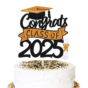 Congrats Class of 2025 Cake Topper Congrats Grad Cap Diploma Theme for High S... - Picture 1 of 7