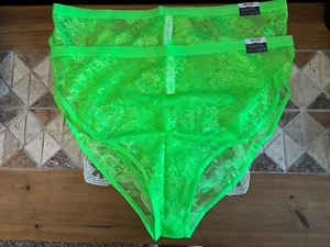 Set/2 22/24 Lane Bryant Cacique französischer Schnitt Slip Höschen grün Gecko transparente Spitze - Bild 1 von 5