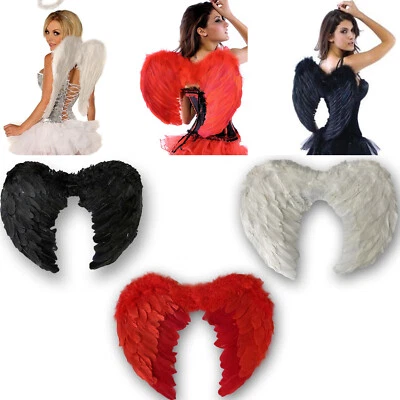 Feather Wings Angel Devil Fairy Halloween Fancy Dress Costume Accessory Gothic - Image 1 of 4