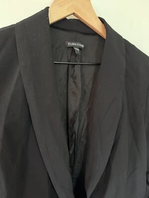 Chaqueta Esmoquin EILEEN FISHER L Lana Seda Elastizada Un Botón Negra 78121 Foto 1 de 4