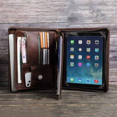 Genuine Leather Folder Portfolio Tablet Case Business Organizer For iPad Pro 13 - Image 1 of 4