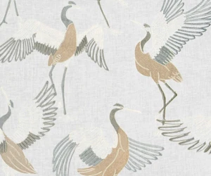 Stroheim for Fabricut Dancing Crane Embroidered Fabric - Picture 1 of 2