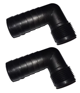 2 PACK 1" PVC 90 Degree MPT x Elbow 1-1/8" Hose Barb - Picture 1 of 1