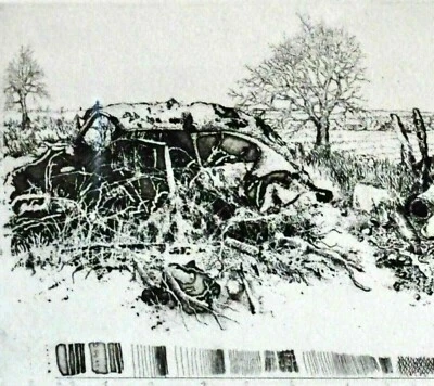 Jens Cords (1932-2016) Radierung 1977: Wilde Müll-Deponie / SCHROTT- & ÄTZ-PROBE - Bild 1 von 4