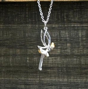 Pretty FAIRY Necklace. Tinkerbell. Fairytale. Silver Plated. Kids & Adults Gift. - Picture 1 of 1