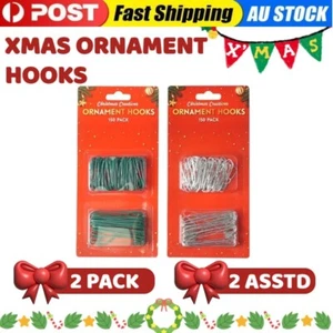 300x Xmas Ornament Hooks Tree Christmas Party Decoration Hangers Green Silver Au - Picture 1 of 2