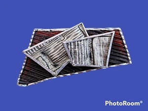 Vintage Modernist Textured & Layered Stained Glass Abstract Artistic BIG Brooch - Imagen 1 de 10