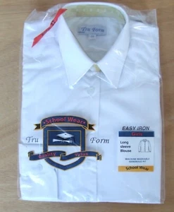 Niñas de 7-8 años talla 28 in manga larga cuello corbata blusa blanca - Imagen 1 de 2