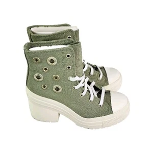 Scarpe Converse Donna 8 Chuck 70 De Luxe Tacco Plateau Sneakers Oliva A11175C - Foto 1 di 7