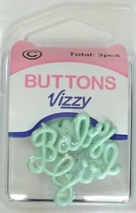 Vizzy Buttons Style 45, Baby Girl, Pack of 3 Buttons, 30 x 25mm, BABY GREEN - Picture 1 of 1