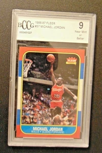 1986-87 Fleer #57 Michael Jordan Authentic Rookie Card BCCG 9 Near Mint +++