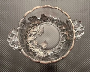 Vintage Fostoria Glass Ashtray Silver Blossom Flower Trinket Bowl Dish - Picture 1 of 2