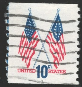 US. 1519. 10c. Crossed Flags. Coil Single. Used. 1973 - Picture 1 of 2