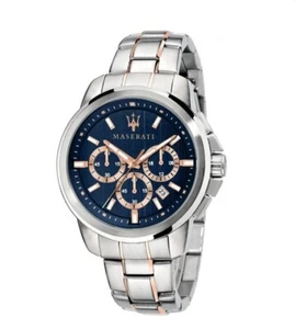 Maserati Successo Chronograph Blue Dial Rose Gold Strap Men's Watch– R8873621008 - Picture 1 of 2