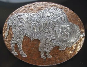 Nocona Oval Buffalo Copper Western Belt Buckle 37712 - Picture 1 of 3