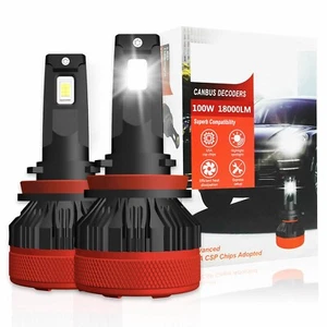 9006 LED Replacement Headlight Bulbs 6500K 18000LM 100W 12V Super White 2 Pack - Picture 1 of 1