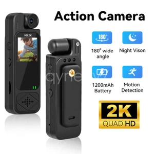 2K Camcorder Mini Police Body Camera with Screen HD Video IR Night Cam Sport Cam - Picture 1 of 26