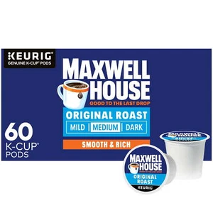 Maxwell House Original Roast Medium Roast K-Cup® Coffee Pods, 60 ct Box - Picture 1 of 10