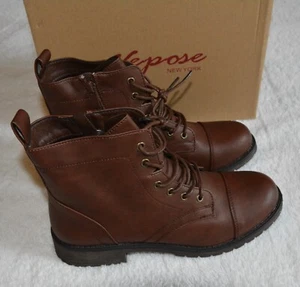 Vepose Women's Ankle Boots Low Heel, Lace Up Fashion Combat Booties size 8 - Picture 1 of 7