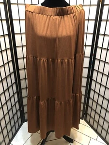 LuLaRoe L Solid Brown Poppy Tiered Soft Knit Maxi Skirt Large NEW! #961 - Picture 1 of 7