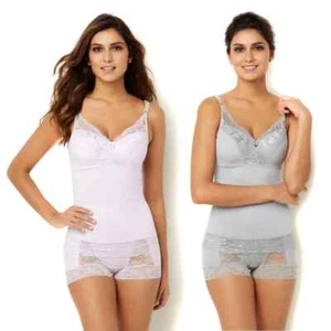 Rhonda Shear Pin-Up Lace Camisole 2-pack 527-888 Lilac / Light Gray , Size L - Picture 1 of 1