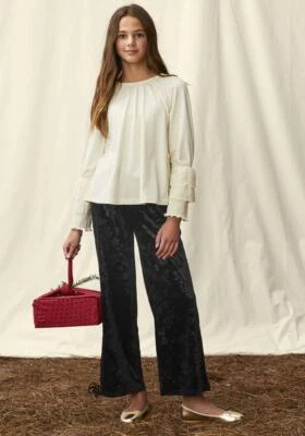Pantalones de pierna ancha de terciopelo jacquard Matilda Jane Just Imagine Marnie para niñas 10 nuevos sin etiquetas Foto 1 de 3
