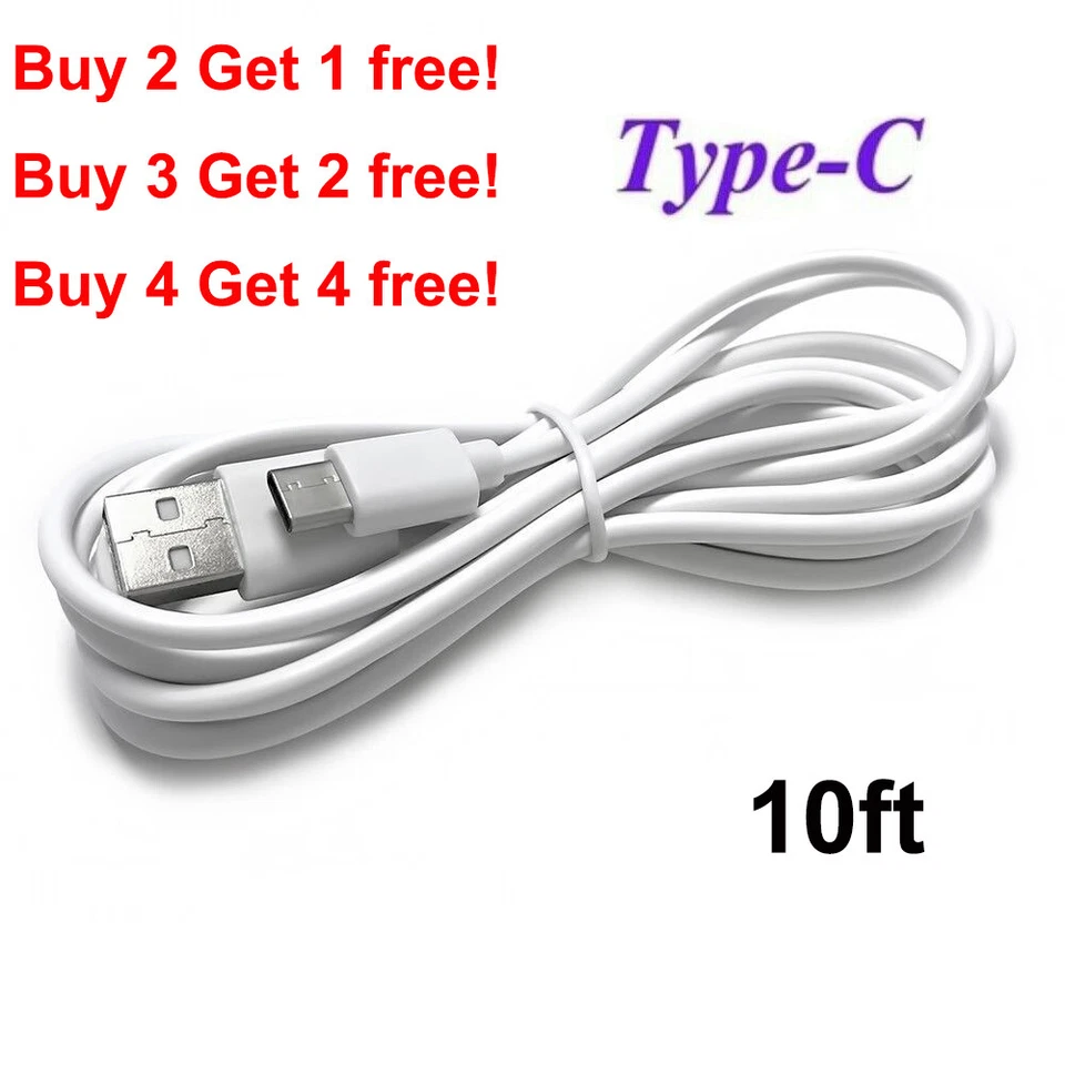 OEM 10ft Type C USB C Cable Fast Charging Quick Charger Cord for Samsung S10 S8 - Image 1 of 4
